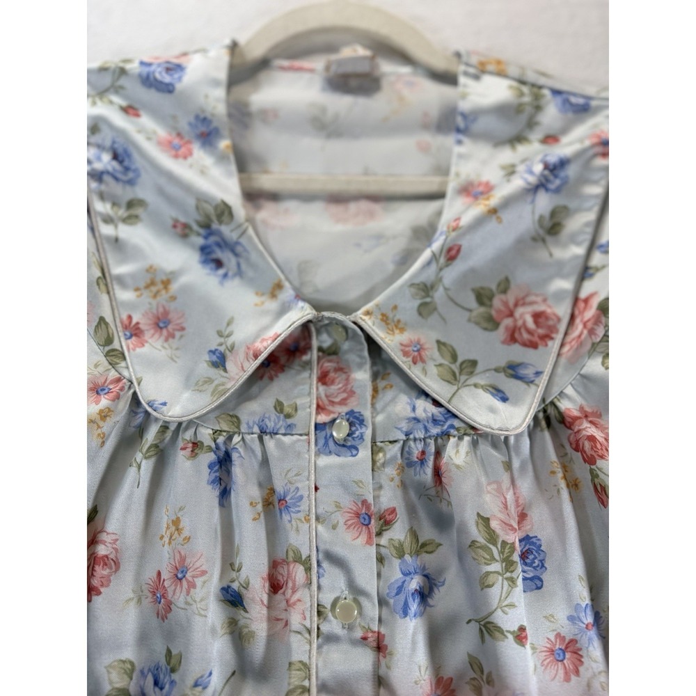VTG Barbizon Cuddleskin Satin Floral M‎ Nightgown Silky Cottage Prairie Granny - Picture 3 of 6